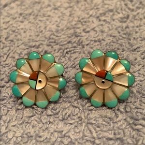 Native American sterling silver earrings Zuni